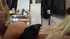 stepson catches stepdaughter masturbating and punishes her with sex toy