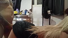 stepson catches stepdaughter masturbating and punishes her with sex toy