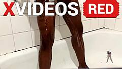 Real amateur sexy black legs shower butt naked with long beautiful legs.