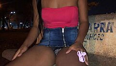 The naughty married woman meets a stranger and has sex with him in public