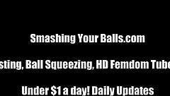 we're gonna bust your balls so hard in this femdom threesome