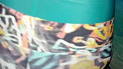 she tried on the new leggings and body, feeling the nylon fabric as hands explored the fit casually