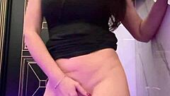 in the club, i decided to fuck my pussy hard on the toilet!