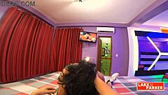 Blooper during latina blowjob in casting interview, camera missed angle