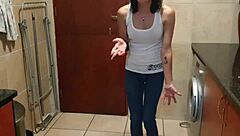pisswhore peeing in her jeans smoking stripping