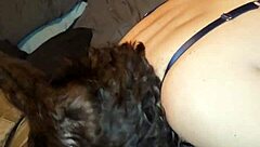 Milf in thong sucking big cock, hard nipples glowing