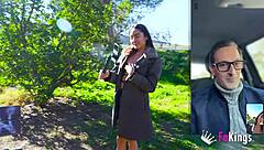 Allison Sweet Hunts for Cock Among Followers, Flashing Tits on the Street