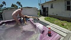 Dayanara naked in hot tub, left alone