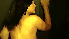 in a french pov scene, a young brunette bends over in the bathroom for european femdom instruction