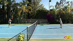Swimming turns lesbian friends on for outdoor bang