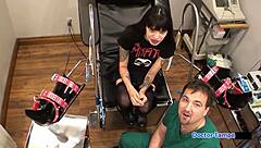 I spread my small 18+ tits for daddy, orgasming as his slut in latex gloves.