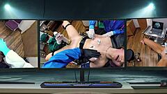 I spread my small 18+ tits for daddy, orgasming as his slut in latex gloves.