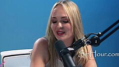 Beautiful pornstar Lilly Bell intensely masturbates during casting interview.