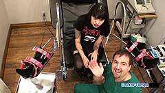 I spread my small 18+ tits for daddy, orgasming as his slut in latex gloves.