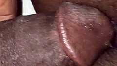 ebony babe plays with wet pussy using vibrator and huge black cock toy.