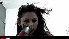 young latina shows her ass in lingerie