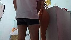 the fat latina stepmom shows off her curvy body and big ass when dad is away