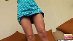 Flashing my panties outdoors is so much fun with skinny teen babe upskirt