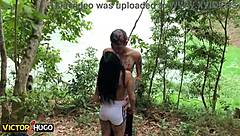 young tattooed girl licks pussy in the forest after smoking weed, what happens next?