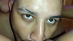 Nice eye contact while eating my wife's pussy before missionary fuck.