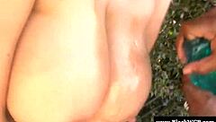 big booty bridgette b drools over massive bbc outdoors