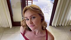 look at tied-up blonde teen devouring boner