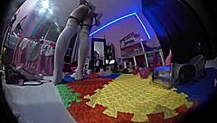 멕시코 쉬멜 피그테일 양말 차림 장난감으로 검정큰자지 치노 벌림