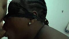 black wife eagerly sucks on the dick before letting cum fill her mouth completely