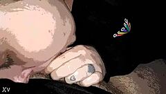 Woman provides detailed blowjob with deep sucking and full swallow on that hard cock.