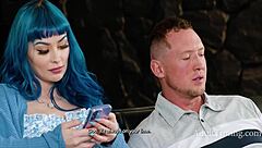 Gorgeous girl with blue hair craves some action