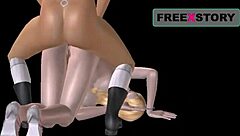 animated 3d girls have lesbian fun with strapon in doggy style