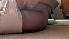 horny bbw housewife teasing with striptease showing off big ass and tits