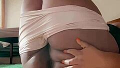 horny bbw housewife teasing with striptease showing off big ass and tits