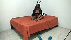 Rebellious 18-year-old student bent over in doggystyle with dry dark pussy