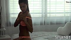 Solo babe rides dildo wet and beautiful