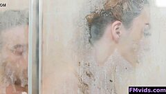 Sexy babe enjoys a hot shower with relaxing massage