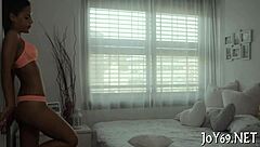 Solo babe rides dildo wet and beautiful