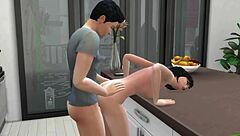 Horny girlfriend fucked roughly after lunch.