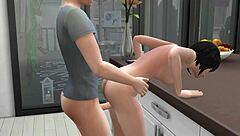 Horny girlfriend fucked roughly after lunch.