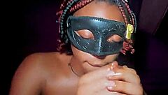 Ebony girl worships daddy's huge cock in doggystyle. Wet pussy dripping.