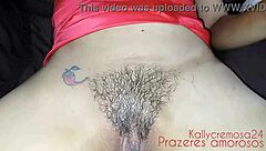 Wife's shaved pussy before and after anal creampie