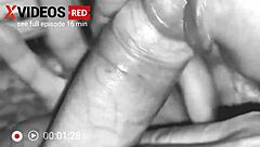 housewife in housecoat does blowjob on couch