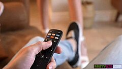 The nasty brunette stepsis angel gostosa receives blowjob and doggystyle from big cock