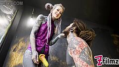 alt dominatrix pegs tattooed worker in anal fuck with cumshot