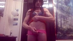 Skinny Tranny Rides Black Dildo Till Cumming