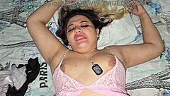 Blonde gets fucked before bed in pajamas.