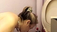 Homemade humiliation: slave bent over with buttplug, spanked and talked dirty to orgasm.