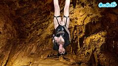 Camsoda teen in bat costume masturbates upside down to epic orgasm.