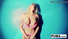 Britney Amber's Blue Wall Masturbation with Big Tits and Pussy