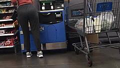 Blonde milf showcases her nice ass in tight spandex, turning heads with every move.